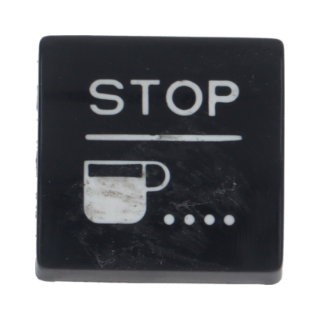 BUTTON W/WHITE STOP COFFEE